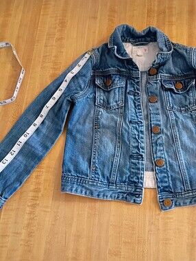 Crewcuts Girls' Ruffled Collar Denim Jacket - Medium Blue
